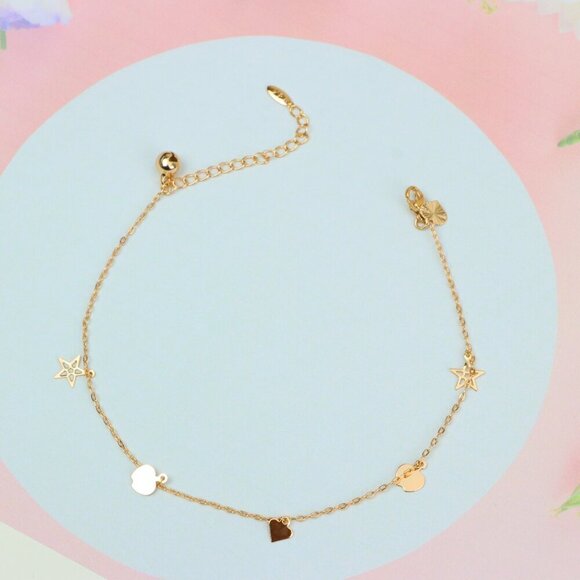 "Charming Rose Gold Anklet with Heart & Star Charms, XPAL1036 - Picture 12 of 12